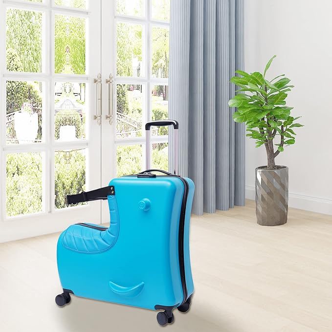 24"Kids Luggage Portable Kids Suitcase Children's Ride On Trolley Rolling Luggage with Wheels Carry Trolley Luggage with Password Lock Funny Kids Suitcases for Boys Girls Small Suitcase ABS+PC