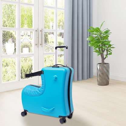 24"Kids Luggage Portable Kids Suitcase Children's Ride On Trolley Rolling Luggage with Wheels Carry Trolley Luggage with Password Lock Funny Kids Suitcases for Boys Girls Small Suitcase ABS+PC