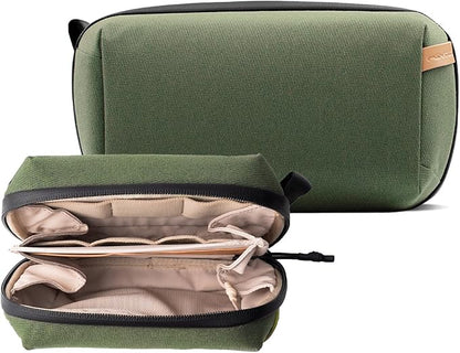 PGYTECH Travel Tech Organizer, Waterproof Tech Pouch, Electronics Accessories Organizer Travel Carrying Case, Organizer Bag for Cord, Phone Batteries, Charger,Photography SD Card, Green