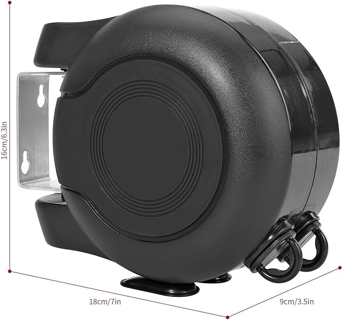 Retractable Clothesline 2x49 Feet Outdoor Indoor, Dual Heavy Duty Clotheslines for Laundry Drying, Wall-Mounted Portable Easy Installation Washing Lines Rope (Black-98FT)