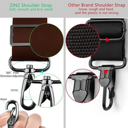 ZINZ Shoulder Strap 78" Universal Handbag Strap with Ultra-thick Fixed Padded and Dual Balanced Adjustable Buckles Shoulder Crossbody Strap for Briefcase Messenger Bag Laptop bag Luggage，Brown