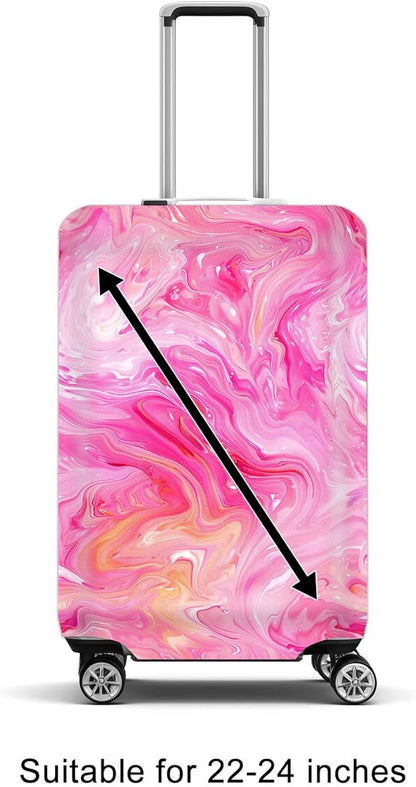 Pink Marble Luggage Cover Suitcase Protector Washable Anti Scratch Protective Sleeve Travel Accessories Baggage Wrap Fits 22-24 Inch Suitcase Covers and Luggage Skins for Travel Essentials
