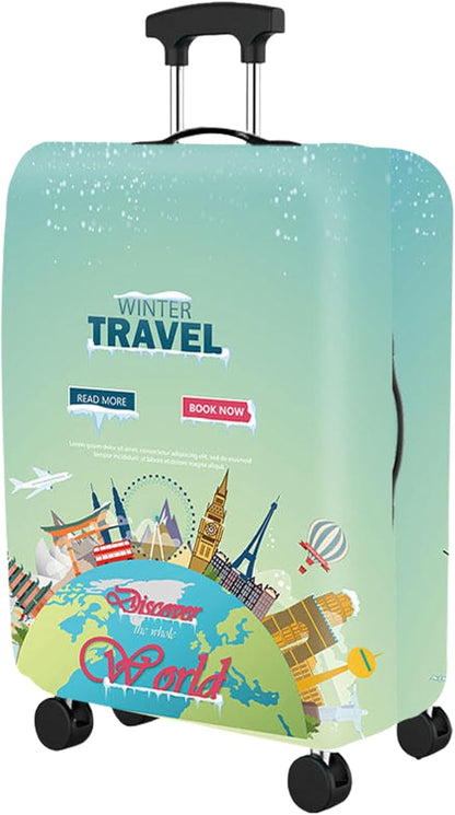 Boxiki Travel Elastic Luggage Cover – Earthy Tones Design Suitcase Protector – Durable, Washable & Scratch-Resistant Dustproof Cover for Small Suitcases