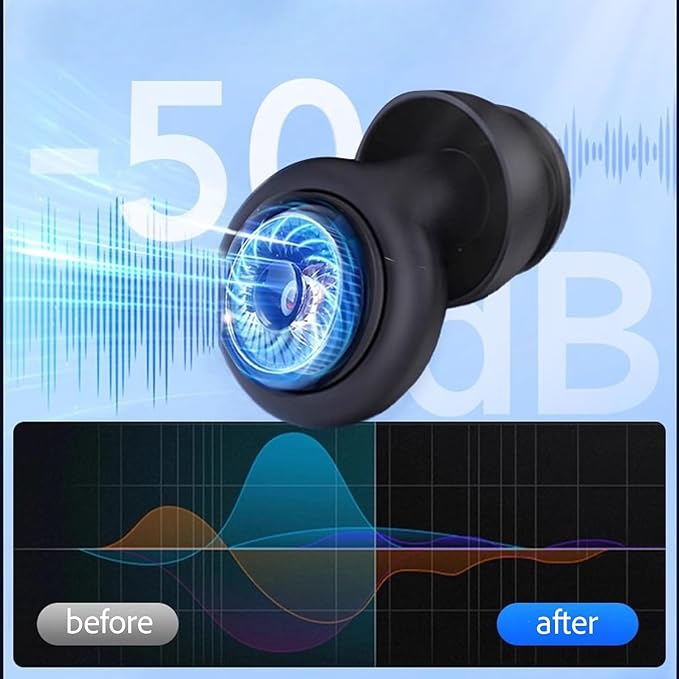 50dB Noise Cancelling Ear Plugs for Sleeping - Reusable High-Fidelity Earplugs for Snoring, Concerts, Travel, Side Sleepers, Silicone Ear Plugs with 4 Comfort Tips