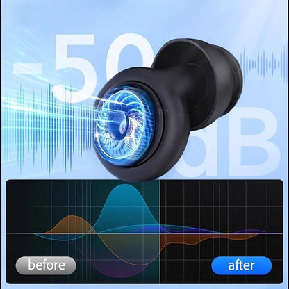 50dB Noise Cancelling Ear Plugs for Sleeping - Reusable High-Fidelity Earplugs for Snoring, Concerts, Travel, Side Sleepers, Silicone Ear Plugs with 4 Comfort Tips