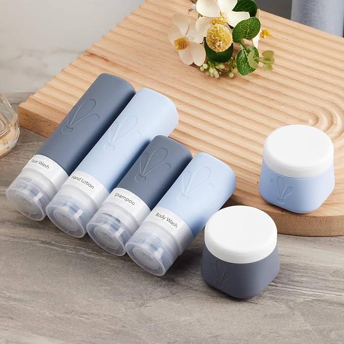 INSFIT Silicone Travel Bottles Set, 6 Pack Travel Size Toiletries, Leakproof Travel Bottles for Toiletries, Travel Accessories for Women, Airplane Travel Essentials, Travel Containers for Toiletries