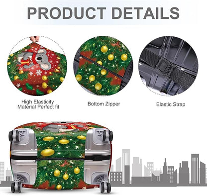 FOREVER QUEEN Christmas Koala Luggage Cover Suitcase Protector Suitcase Cover Anti-Scratch,Stretchable Bag Cover Washable Durable Polyester