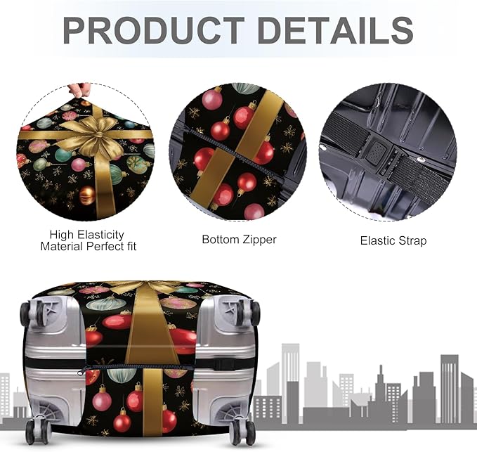 FOREVER QUEEN Four snowmen Luggage Cover Suitcase Protector Suitcase Cover Anti-Scratch,Stretchable Bag Cover Washable Durable Polyester