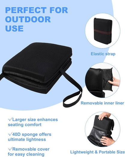 Airplane Seat Cushion Portable Travel Cushion for Comfort Foldable Stadium Pad with Breathable Fabric Seat Pad Perfect for Long Flights, Office, Bleacher, Camping