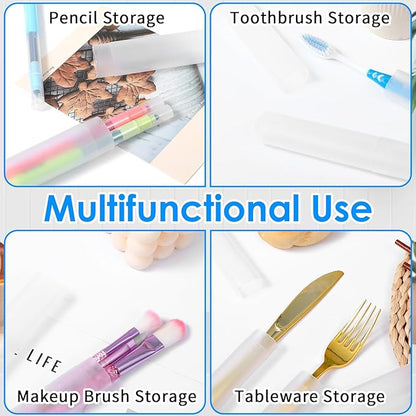 60 Packs Plastic Toothbrush Holders Bulk, Travel Toothbrush Case Covers with Ventilation Holes, 7.67 x 1.1 Inch White PP Material Toothbrushes Protectors for Home Camping Travel