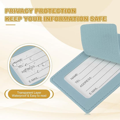 PATIKIL Leather Luggage Tag, 50 Pcs Luggage Tags Pu Bag Tags for Suitcases Airplane Travel Essentials, Light Blue