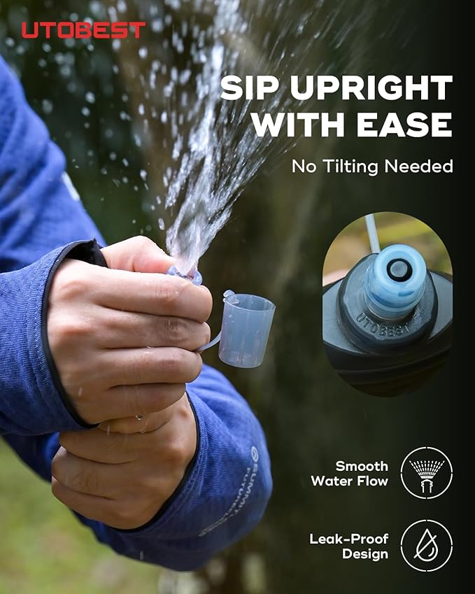 200ml Soft Flask, 2 Pack Flexible TPU Hydration Water Bottle, Collapsible with 28mm Caliber for Running, Hiking, Cycling, Climbing, and Marathon Purple