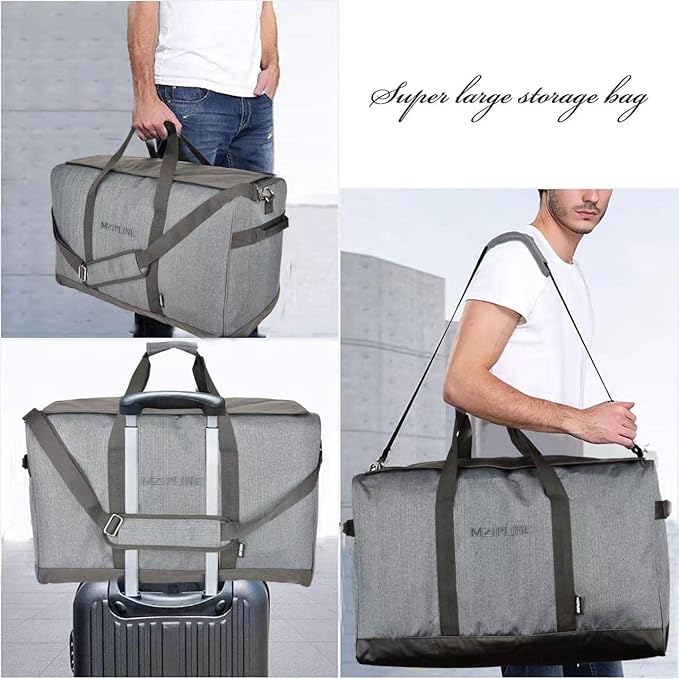 Large Duffle Bag,Water Resistant Sport Gym Overnight Weekender Bag,Big Capacity Travel Duffel Holdall Bag (Grey, Large)