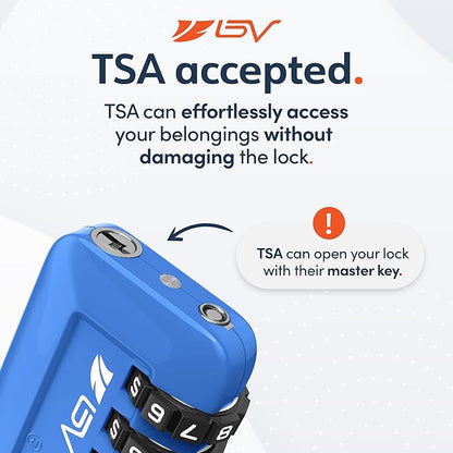 TSA Accpeted Luggage Travel Lock, Set-Your-Own Combination Lock for School Gym Locker, Luggage Suitcase Baggage Locks, Filing Cabinets, Toolbox, Case (Blue, 4 Pack)
