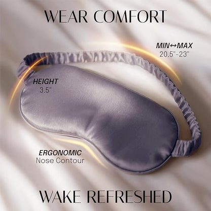 Silk Sleep Mask Eye Mask Blindfold with Double Layer Silk Filling and Elastic Strap for Full Night's Sleep, Travel and Nap, Soft Eye Cover Eyeshade with Luxury Bag and Ear Plugs by OLESILK (Charcoal)