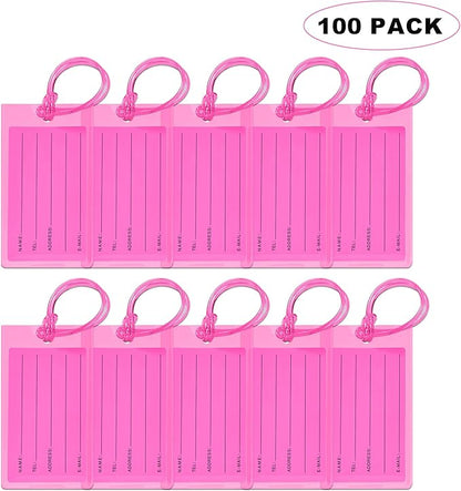100 Pack Luggage Tags for Suitcases, Airplane Travel Essentials for Flying, International Travel Must Haves, and Luggage Accessories by Sodsay