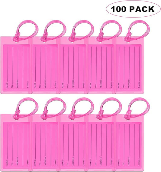 100 Pack Luggage Tags for Suitcases, Airplane Travel Essentials for Flying, International Travel Must Haves, and Luggage Accessories by Sodsay