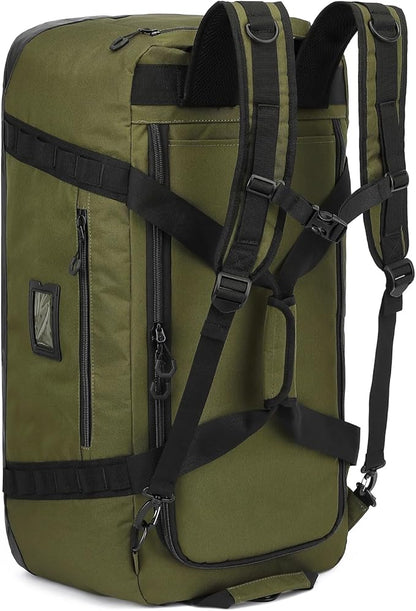 TUGUAN Extra Large Travel Duffle Bag Backpack for Men with Adjustable Dividers 120L Big Weekend Overnight Bag with ID Pocket Shoulder Strap Heavy Duty Sports Duffel Bags for Camping Gym, Green
