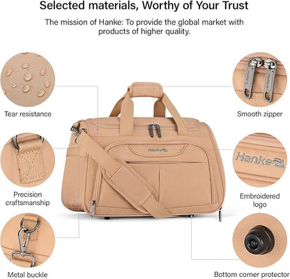 Hanke Carry On luggage Bags for Travel, Large Foldable Duffle Bag for Travel, Softside Lightweight Travel Bag Carry On Bags for Airplanes Women, Travel Tote Bags for Women Men.（Pink）