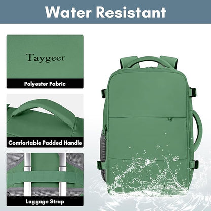 Taygeer Travel Backpack for Women Men, TSA Approved Carry On Backpack with USB Charging Port & Shoe Pouch