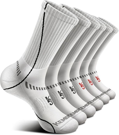BULLIANT Compression Socks for Men 6Pairs, Athletic Crew Socks Cushioned For Men Sports Running-Arch Support