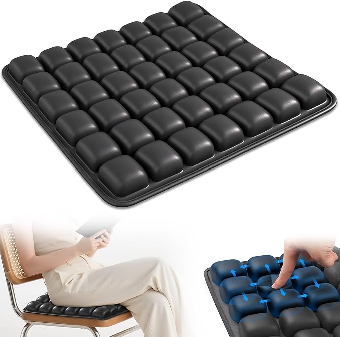 Inflatable Seat Cushion, Airplane Seat cushion for Long Flights Without Air Pump, Pressure Relief Seat Cushion, Wheelchair Cushions Applicable to Various Scenarios, Relief Discomfort in Coccyx&Buttock