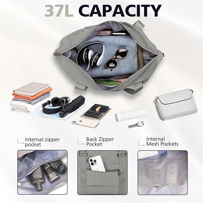 Travel Duffle Bag, Waterproof Weekender Bag Carry On Tote Bags for Women, Travel Essentials Sport Gym Bag for Men, Hospital Bag for Labor and Delivery, Overnight Bag Luggage Bag with Trolley Sleeve