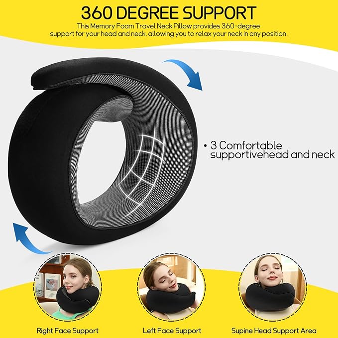 Ulaek®Travel Pillows for Airplanes,Travel Neck Pillow Airplane Memory Comfortable Breathable Cover, Stowable Pillows for Sleeping, Car, Airport Travel Essentials,Gifts for Family, Wife and Friends