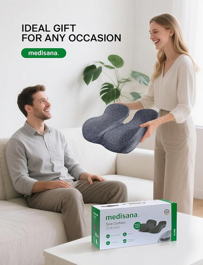 Medisana Seat Cushion, SC 200G Seat Cushions for Office Chairs, Car Seat, Wheelchair - Sciatica & Tailbone & Coccyx Pain Relief Pillow for Driver Sedentary People（Size:22.8 * 16.5 * 4.3 in-Grey）