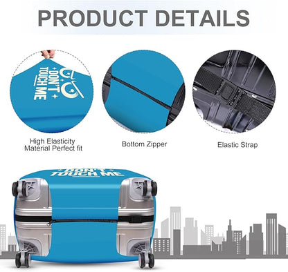 ANNA QUEEN Funny “Don’t Touch Me” Luggage Cover, Bold Blue Suitcase Protector with Angry Eyes Design, Stretchable, Washable Travel Cover for 32-34 Inch Luggage