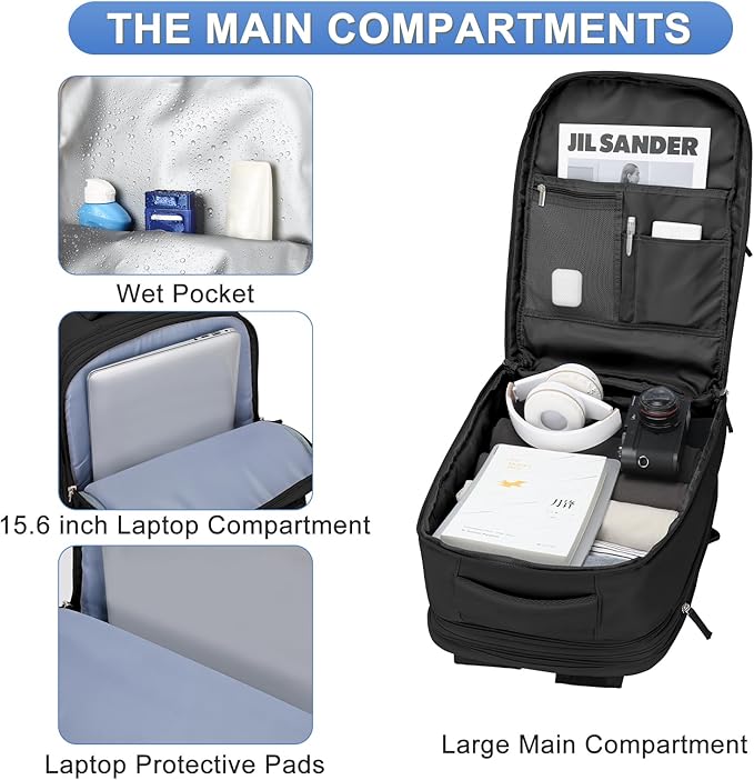 Casual Backpack Traveling Backpack, A-black, Expandable, Modern