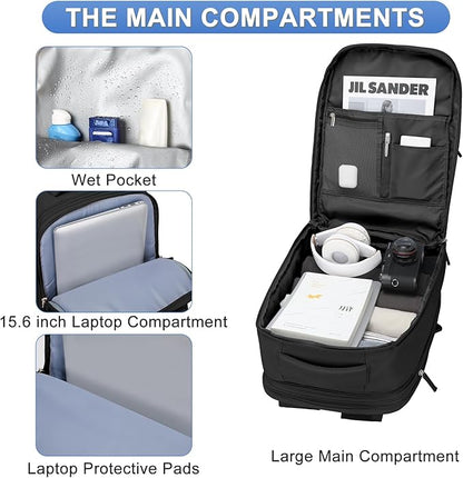 Casual Backpack Traveling Backpack, A-black, Expandable, Modern