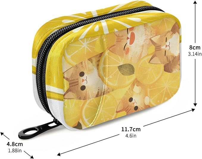 American Shorthair and Lemon Yellow Cute Pill Organizer 7 Day Large Capacity Pill Dispenser Case with 8 Pill Compartments Daily Pill Box Organizer Vitamin Holder