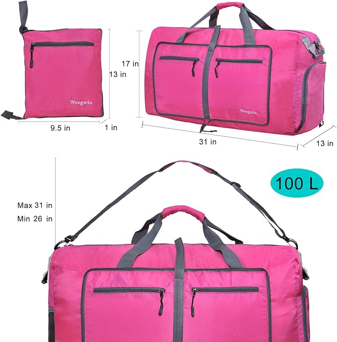 Woogwin Travel Duffel Bag Large Foldable Waterproof Overnight Bag for Beach Swim Bags Pool Sports Gym