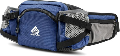 Fanny Pack Waist Bag with Water Bottle Holder for Men Women Running Hiking Travel Dog Walking Workout Cycling Outdoor (Dark Blue)