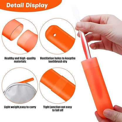 60 Pieces Travel Toothbrush Cases Holder Plastic Toothbrush Holders Portable Toothbrush Case Toothbrush Case Holders for Indoor Outdoor Travel Trip Home Camping School (6 Color)
