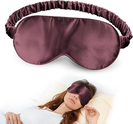 SilkDream 100% Mulberry Silk Sleep Mask Eye Mask for Sleeping 22 Momme Nature 6A Real Silk Gifts for Women&Men CoffeePurple