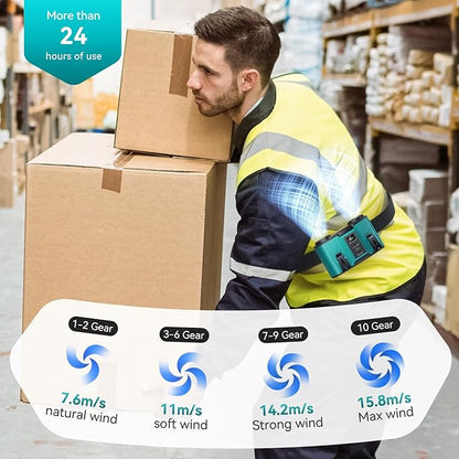 24000mAh Personal Waist Fan, USB Rechargeable Clip The Waist For Working,10 Speed & 40H Cooling and Heatstroke Prevention For Outdoor Travel Camping (blue, 24000mAh)