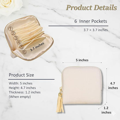 Small Travel Jewelry Case, Soft Velvet Organizer Pouch for Bangle, Bracelets, Large Earrings, Beaded necklace, Anti-Scratch & Portable Jewelry Bag Holder for Travel & Everyday Use (Ivory White)