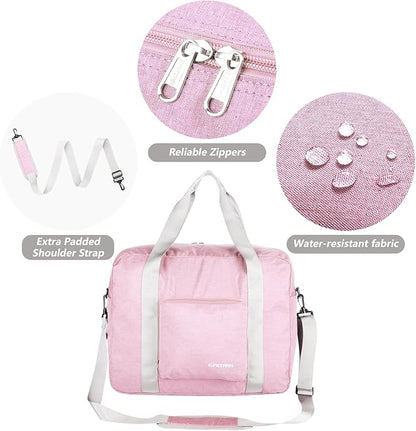 For Allegaint Airlines Personal Item Bag 17.7x12.6x6.3 Foldable Travel Duffel Bag Underseat Carry-on Luggage for Women and men 25L(Pink)