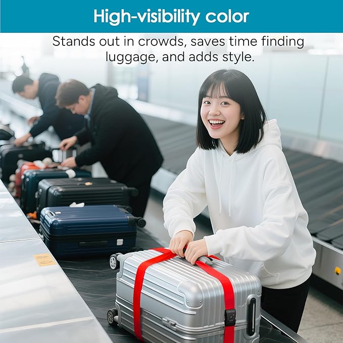 Travel Inspira Luggage Straps for Suitcases with TSA Lock, Protect Your Luggage Anti-Burst, High Visibility Color, Easy to Identify Luggage Adjustable Heavy Duty Belt for 20-32 Inch Suitcases