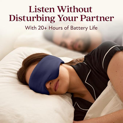 SilkSound 100% Mulberry Silk Bluetooth Sleep Mask, Skin-Friendly Sleeping Eyemask with Bluetooth Headphones, Sleep Gifts for Women, Silk Eye Mask Headband Headphones for Sleeping Side Speakers