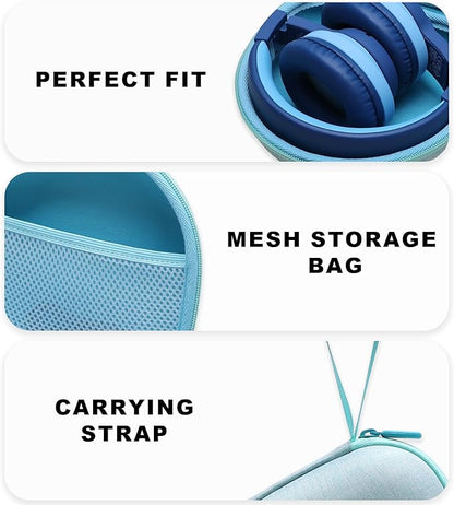 Kids Headphones Case Compatible with iClever BTH12 / BTH20/ BTH26/HS19, JoySpark, Candy Bila, EarFun, MIDOLA, IMYB Foldable Kids Headphones, Mint Green Travel Storage Bag(Case Only)