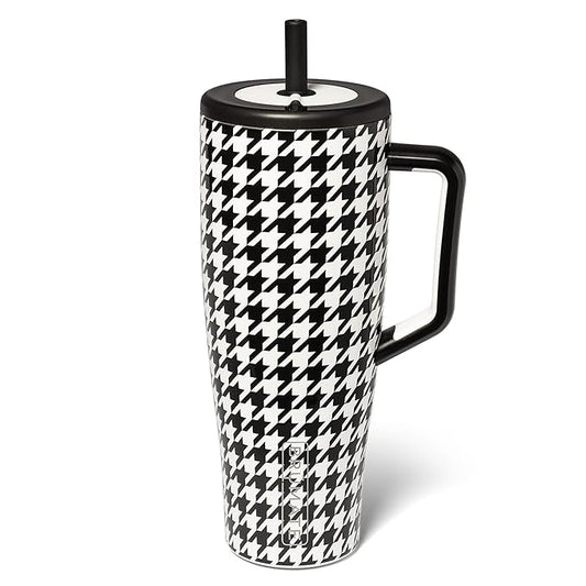 BrüMate Era 40 oz Tumbler with Handle and Straw | 100% Leakproof Insulated Water Bottle Tumbler with Lid and Straw | Made of Stainless Steel | Cup Holder Friendly | 40oz (Houndstooth)