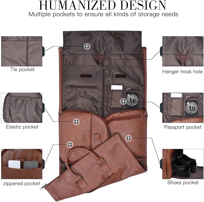 seyfocnia Convertible Travel Garment Bag,Carry on Garment Duffel Bag for Men Women - 2 in 1 Hanging Suitcase Suit Business Travel Bag