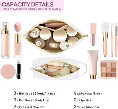 mibasies 2 PCS Initial Makeup Bags: Mothers Day Gifts for Women - Best Friend Birthday Gifts Graduation Gifts Wedding Bridesmaid Girlfriend Wife Daughter Sister Girl Gifts - White M