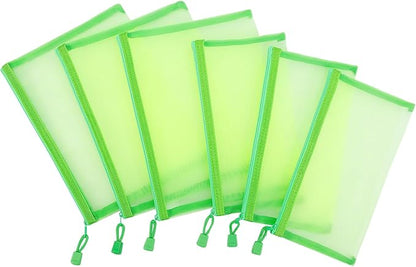 12 Pieces Zipper Nylon Mesh Pouch, Mesh Cosmetic Bags Makeup Bags Pencil Case, Multipurpose Travel Bags for Cosmetic School Office Supplies and Travel Accessories (Green, A5)