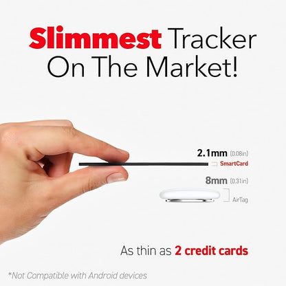 KeySmart MFI-Certified SmartCard Wallet Tracker Card, Compatible with Apple Find My App, Rechargeable Thin GPS Item Finder for Luggage Tag, Smart Bluetooth Tracking with Key Chain Hole Black, 5 Pack