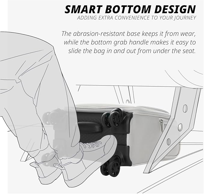Verage Under Seat Luggage with Wheels, Softside Small Suitcase Spinner Carry On Luggage Bags for Airlines Airplanes Short Trip Men Women (Cloud Gray, 14-Inch Underseat)