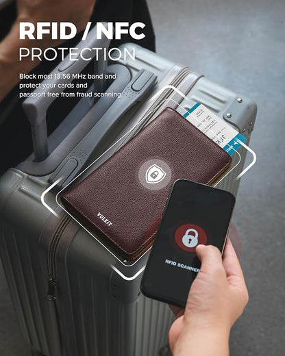 VULKIT Passport Holder Wallet RFID Blocking Travel Wallet for Men & Women